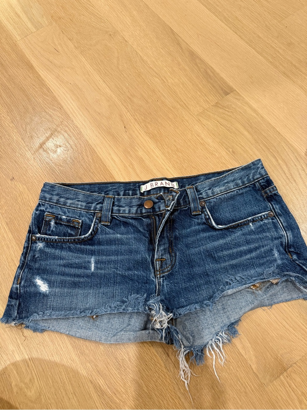 J Brand Distressed Dark Blue Denim Cutoff Shorts